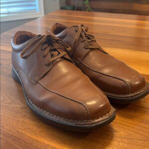 Clark’s Men’s Brown Kempton Run Leather Lace Up Dress Shoes Size 9 W